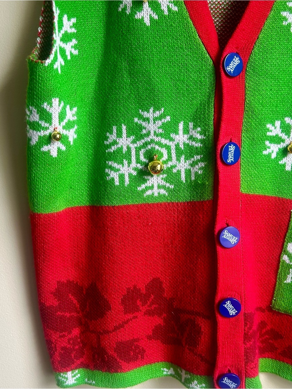 Green & Red Samuel Adams Holiday Sweater Vest size Large unisex - Picture 3 of 10